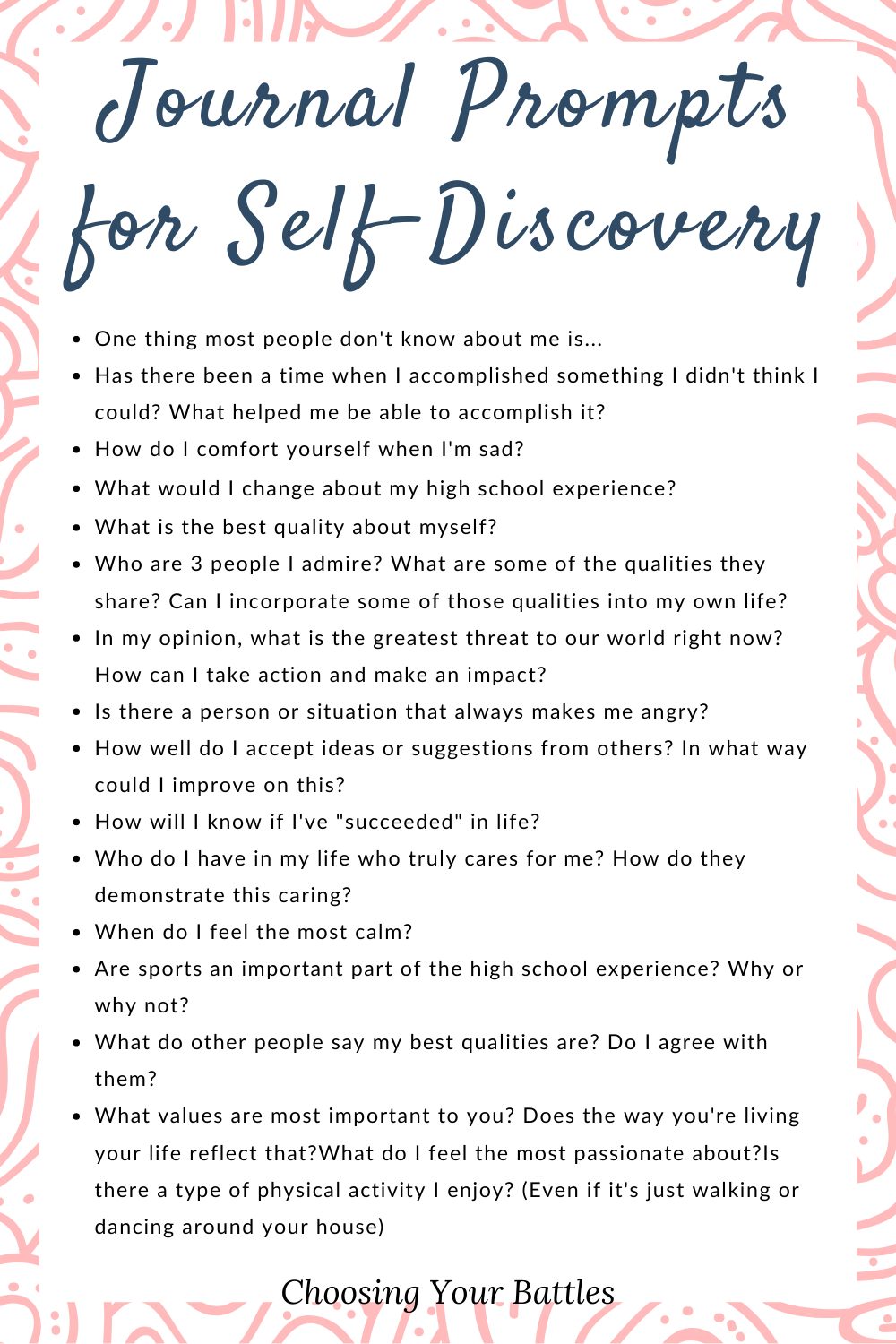 33 Self Discovery Journal Prompts for Teens - Choosing Your Battles